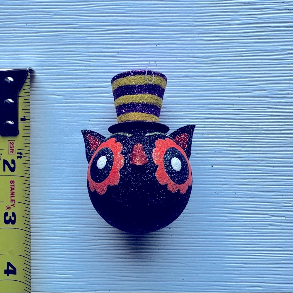 VINTAGE Pier 1 glitter owl ornament Halloween tree unique Xmas RARE